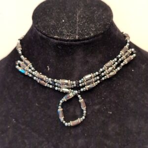 Hematite and Textured Beaded Magnetic Necklace can be worn as Bracelet